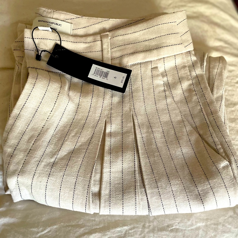 Banana Republic Cream Striped Pants